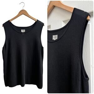 Chicos Black Knit Crew Neck Sleeveless Layering Shell Top XL Minimal Classic